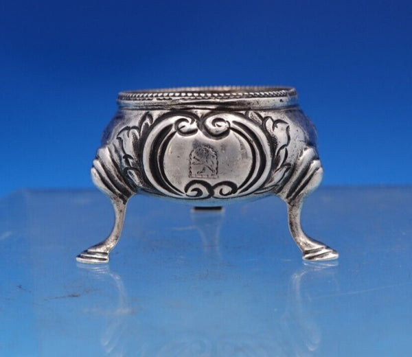 Charles Boyton English Victorian Sterling Silver Salt Cellar Flowers Lion #7391