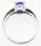 14k White Gold Oval Genuine Natural Tanzanite Ring with Diamonds (#J4299)