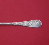 Antique Lily Engraved by Whiting Sterling Silver Salt Spoon Master GW 3 1/2"