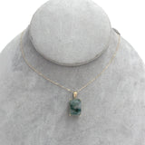 14k Yellow Gold 7.26 Carat Genuine Natural Moss Agate Pendant w/ Chain (#J7259)