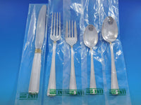 Embassy Scroll Gold by Lunt Sterling Silver Flatware Set 8 Service 40 pcs New