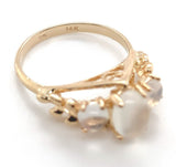 14k Yellow Gold Three-Stone Genuine Natural Moonstone Ring Size 6 (#J6926)