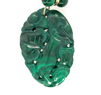 14k Gold Genuine Natural Malachite 8mm Bead Strand and Carved Enhancer (#J5499)