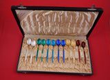 David Andersen Norwegian Sterling Demitasse Spoon Set of 12 fitted box 3 3/4"