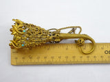 Gilt Brass Tussie Mussie Posey Posy Holder with Six Turquoise (#J1220)