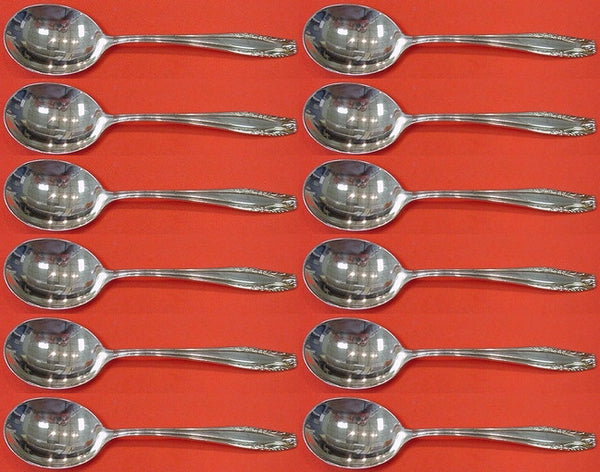 Stradivari by Wallace Sterling Silver Cream Soup Spoon Set 12 pieces 6"