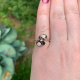 10k Yellow Gold Bypass Ring with Australian Opals in Flower Settings (#J7400)