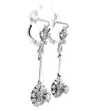 Vintage 14k White Gold Dangle Drop Genuine Diamond Starburst Earrings (#J7296)