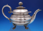 Gadroon by Unknown Silverplate Tea Pot w/ Chrysanthemum Finial Lion Feet (#8296)