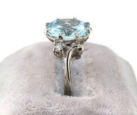 14k White Gold 2.86ct Genuine Natural Aquamarine and Diamond Ring (#J6147)