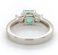 14k White Gold .90ct Columbian Genuine Emerald Diamond Ring w/Report (#J7166)