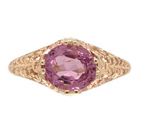 14k Yellow Gold Filigree 1.32 Carat Pink Genuine Natural Spinel Ring (#J7196)