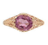 14k Yellow Gold Filigree 1.32 Carat Pink Genuine Natural Spinel Ring (#J7196)