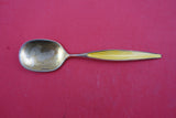 Norwegian Sterling Ice Cream Spoon vermeil enameled yellow by Ohar Hval 5"