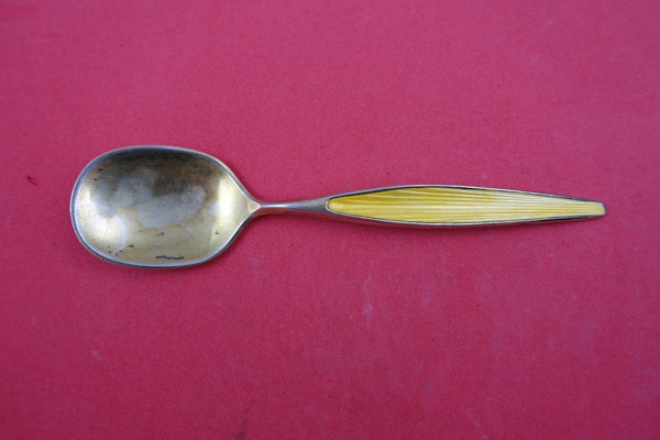 Norwegian Sterling Ice Cream Spoon vermeil enameled yellow by Ohar Hval 5"