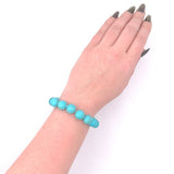 Genuine Natural Kingman Turquoise 12mm Bead Bracelet with 14k Clasp (#J6588)