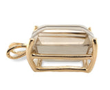 14k Gold Pendant with Large Emerald Cut Genuine Champagne Smoky Quartz (#J7544)