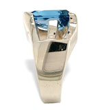 14k White Gold Heavy Modern Custom Genuine Natural Blue Topaz Ring (#J7313)