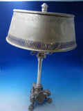India Silverplate Candelabra 5-Light w/ Shade Lion Feet Heavy 24" x 15" (#5529)