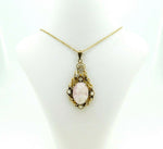 14k Yellow Gold Angel Skin Coral / Shell Cameo Lavaliere #J4412
