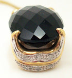 14k Gold Checkerboard Genuine Natural Smoky Quartz Pendant w/ Diamonds (#J2955)