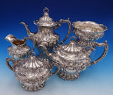 Chantilly by Gorham Grand Sterling Silver Tea Set 5pc Monogrammed (#7901)