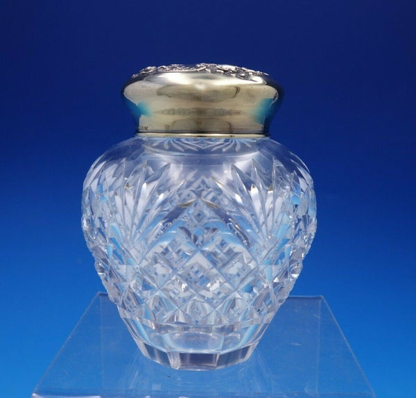 Howard Sterling Silver and Glass Dresser Jar 3 3/4" Tall Floral #2 (#4334)