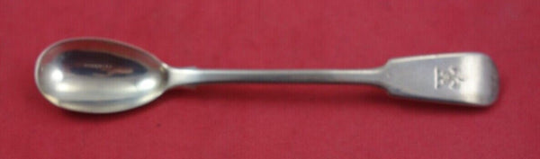 English Georgian Sterling Silver Egg Spoon engraved fleur de lis  4 3/4"