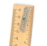 10k White Gold Filigree Synthetic Lab-Created Emerald Pin (#J5279)