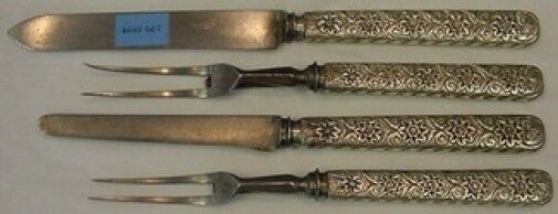 Antique Engraved by Tiffany and Co Sterling Silver Steak Carving Set 4pc
