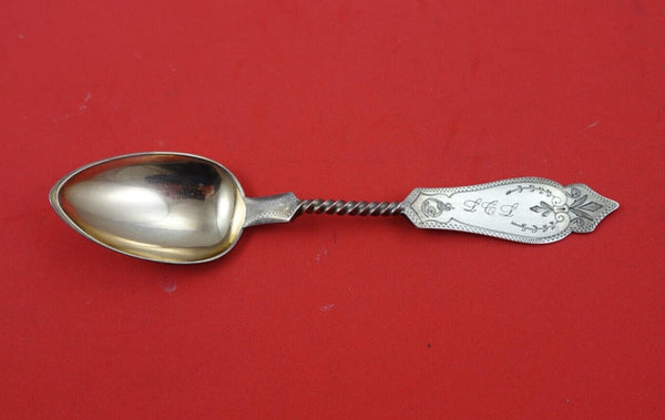 Duhme Brite Cut Sterling Silver Teaspoon rose gold twist handle 5 3/4"