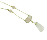 14k Yellow Gold Carved Genuine Natural Rose Quartz Necklace (#J4681)