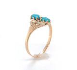 10k Yellow Gold Two Stone Genuine Natural Turquoise Ring Size 6.25 (#J6398)