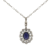 14k White Gold Genuine Natural Diamond Deco Style Pendant with Chain (#J7301)