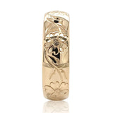 14k Yellow Gold Hand Engraved Wide Wedding Band Floral Ring Size 8.75 (#J6917)
