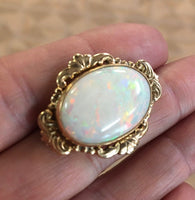 10k Yellow Gold Large Genuine Natural Opal Pin (#J5309)