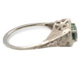 Art Deco 14k White Gold .97ct Green Genuine Tourmaline Filigree Ring (#J7478)
