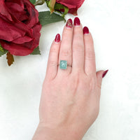 18k White Gold 5.73 Carat Genuine Natural Aquaprase Ring Size 7.5 (#J7215)