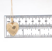 14k Yellow Gold Heart Locket Pendant with Engraved Stripes Jewelry (#J6231)