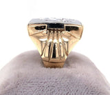 10k Yellow Gold and Silver Warrior Intaglio Men's Ring Size 8 Jewelry (#J5705)