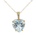 14k Yellow Gold 3 Carat Heart Shape Genuine Natural Aquamarine Pendant (#J6729)