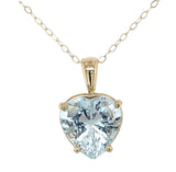 14k Yellow Gold 3 Carat Heart Shape Genuine Natural Aquamarine Pendant (#J6729)