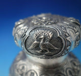 French Sterling Silver Tea Caddy with Figures and Peacocks 5" x 3 1/2" (#5832)