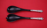 Meadow Rose by Wallace Sterling Silver Salad Serving Set w/black plastic 11 3/4"