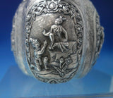 French Sterling Silver Tea Caddy with Figures and Peacocks 5" x 3 1/2" (#5832)