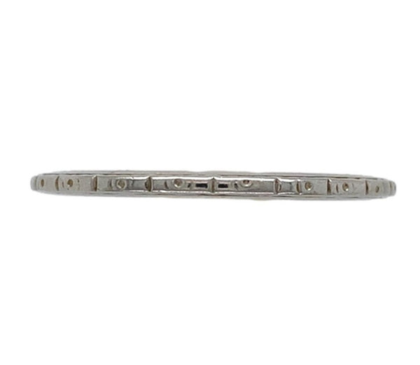 18k White Gold Wedding Band Ring Dated 1929 Size 9.25 Jewelry (#J7280)