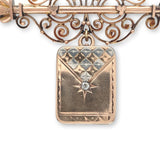 Victorian 10k Rose Gold Pin with Wire Work and Attached Diamond Locket (#J6690)