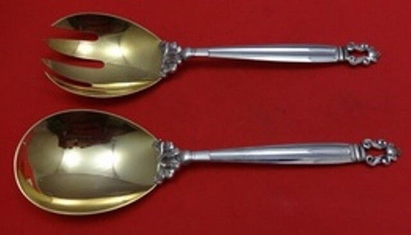 Acorn by Georg Jensen Sterling Silver Salad Serving Set 2pc FH AS GW 9 1/4"