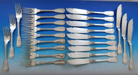 Fiddle Thread by Leonhardt & Fiegel 800 Silver Flatware Individual Fish Set 24pc