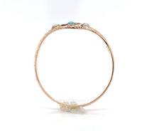 10k Yellow Gold Turquoise Glass and Seed Pearl Ring Size 6.75 Jewelry (#J6330)